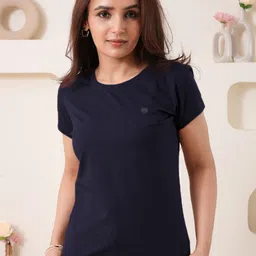 Larqi Women Solid Round Neck Cotton T-shirt-picture-36