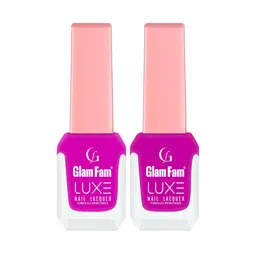 GlamFam Luxe Set Of 2 Glossy Finish Nail Lacquer - 12 ml Each - Fuchsia 15-53