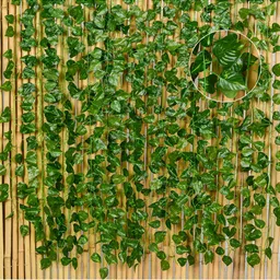 Nutts Green 12 Pieces Hanging Money Plant Leaf Vine Artificial Flower-46