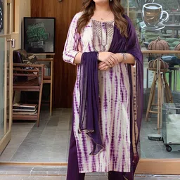 KALINI Women Printed Regular Sequinned Kurta with Trousers & With Dupatta-picture-17