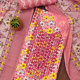 SHADOW & SAINING Embroidered Pure Cotton Unstitched Dress Material-picture-5