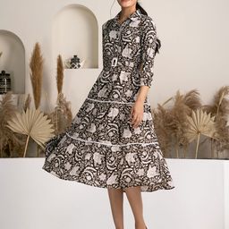 DressBerry Women Floral Printed Fit & Flare Dress-image-91