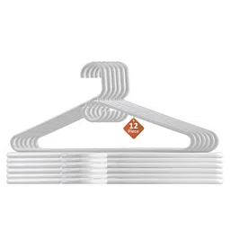 Kuber Industries White Pack Of 12 Multipurpose Cloth Hangers For Wardrobe-33