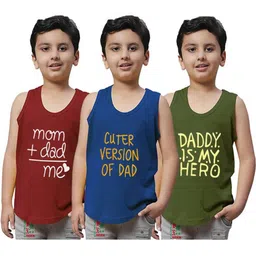 desnuda TINY HANDS Kids Pack Of 3 Printed Sleeveless Regular Fit Cotton Inner Vests-picture-25
