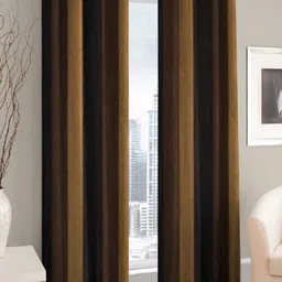 BELLA TRUE Brown & Purple 2 Pieces Colourblocked Long Door Curtains-10