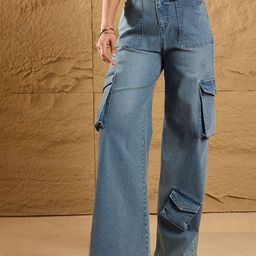 SASSAFRAS Women Straight Fit High-Rise Low Distress Light Fade Jeans-image-38