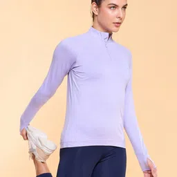 Enamor Long Sleeve Troyer T-Shirt With Thumbhole A310-image-90