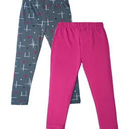 Nino Togs Girls Pack Of 2 Printed Pure Cotton Leggings-image-55