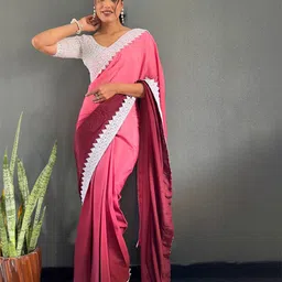 Anouk Ombre Embroidered Poly Chiffon Saree-picture-3