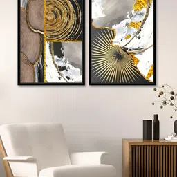 Myntra Elegant Homes White & Black 2Piece Abstract Printed Canvas Wall Arts-image-74