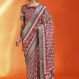 Anouk Rustic Ethnic Motifs Zari Silk Cotton Sungudi Saree-picture-32