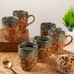 CDI Brown Handcrafted and Hand Painted Textured Ceramic Glossy Mugs Set of Cups and Mugs-27