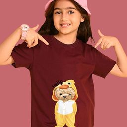 NUSYL Girls Graphic Printed Round Neck Cotton Oversized T-shirt-16