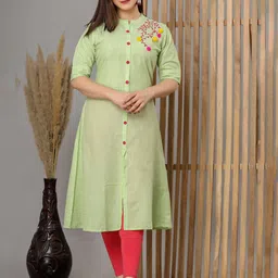 HEARTLOOM Floral Embroidered Mandarin Collar A-Line Kurta-picture-12