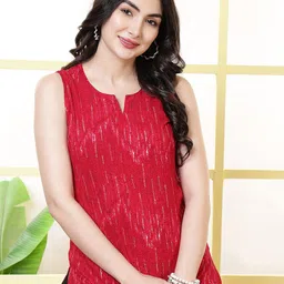 KALAMIR Women Abstract Printed Round Neck Sleeveless Top-picture-20