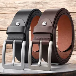 URBAN ALFAMI Men Pack Of 2 Solid Leather Belt-picture-19