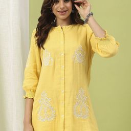 Nayam By Lakshita Women Solid Embroidered Above Knee Cotton Tunic-picture-53