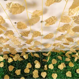 Nutts Gold-Toned 12 Pieces Hanging Leaf Vine Artificial Flower-10