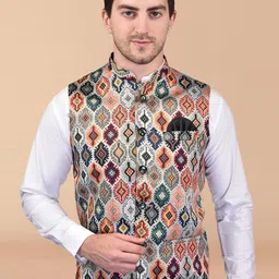 PRINTINDIA Men Ethnic Printed Nehru Jacket-picture-29
