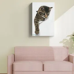 SIVOM White & Grey Tomcat Canvas Painting Wall Art-image-11