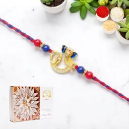 Designer Om Ganesha Premium Rakhi- K-47 with 200 gms of Kaju katli Mauli Thread Rakhi Set-image-27