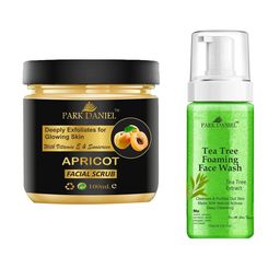Park Daniel Set Of 2 Tea Tree Foaming Face Wash 150 ml With Apricot Facial Scrub - 100 ml image 1
