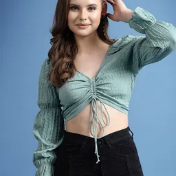 BEING NAUGHTY Women Bell Sleeve Bardot Crop Top-image-75