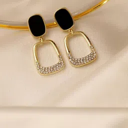 Celestique Rhinestone Studded Korean Enamelled Oval Shaped Drop Earrings-picture-21
