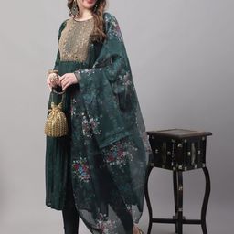 VredeVogel Women's Chanderi Kurta with Legging and Dupatta-image-27