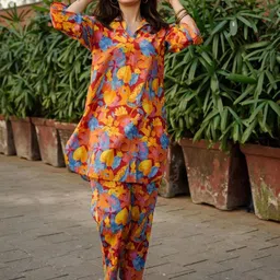 NAINVISH Floral Printed Three-Quarter Sleeves Tunic With Trouser-picture-22