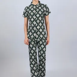 CLINT Printed Shirt Collar Shirt With Trousers Co-Ords Set-image-90