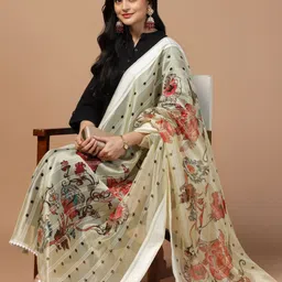 Kaizen TEXO FAB Ethnic Motifs Printed Organza Dupatta image 2