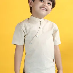 Polka Tots Boys Band Collar Short Sleeves Straight Kurta-45