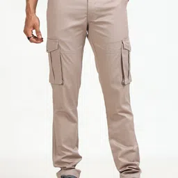 NEVER NEUD Men Relaxed Cargos Trousers-image-14