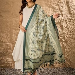 InWeave Women Regular Kurta with Palazzos & With Dupatta-20