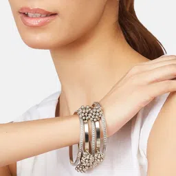 ATIBELLE Set Of 9 Sliver-Plated Textured Bangles image 5
