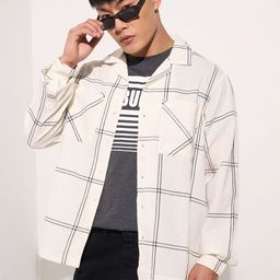 People Men Windowpane Checks Opaque Printed Casual Shirt-image-75