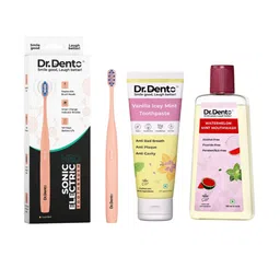 Dr.Dento Set Of 3 Icey Mint Toothpaste- 125 ml & Mint Mouthwash- 300 ml With Toothbrush-image-8