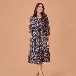 Fashfun Floral Print Fit & Flare Midi Dress-image-58