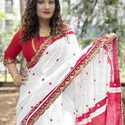 Anouk Ethnic Motifs Beads and Stones Block Print Saree image 3