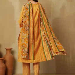 Anouk Women Printed Regular Pure Silk Kurta with Trousers & With Dupatta image 5