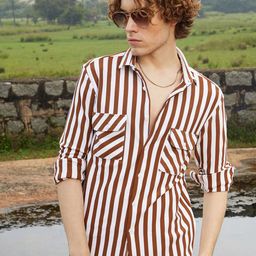 Campus Sutra Men Comfort Multi Stripes Opaque Striped Casual Shirt-image-57