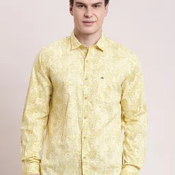 Turtle Relaxed Floral Printed Spread Collar Slim Fit Pure Cotton Shirt-image-53