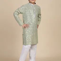 Pro-Ethic STYLE DEVELOPER Boys Embroidered Regular Sequinned Kurta with Pyjamas image 3
