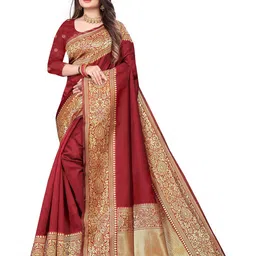LEAFFEB Woven Design Zari Pure Silk Banarasi Saree-picture-39