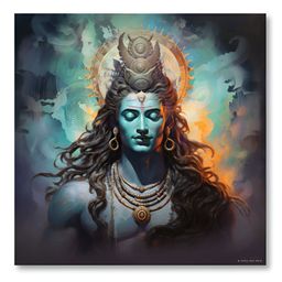 Aura Blue & Black Lord Shiva Printed Canvas Wall Painting-image-27