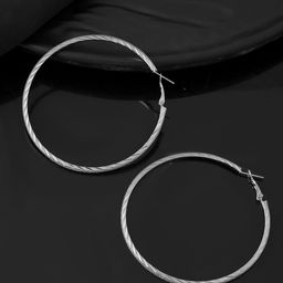 Silvermerc Designs Silver-Plated Circular Shaped Hoop Earrings-10
