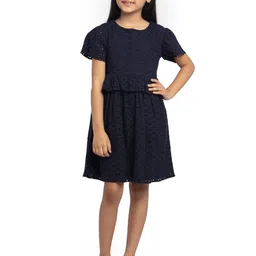 UNDER FOURTEEN ONLY Girls Self Design Print Fit & Flare Dress-image-52