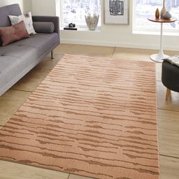 OBSESSIONS Peach-Coloured Solid Anti-Skid Polyester Carpet-9