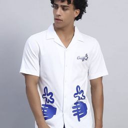 GRIFFEL Men Graphic Printed Cuban Collar Pure Cotton Shirt-picture-4